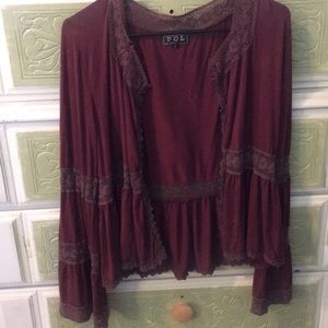 Maroon wavy cardigan